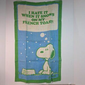 Vintage Snoopy "I Hate It When It Snows On My French Toast!" Linen Tea Towel